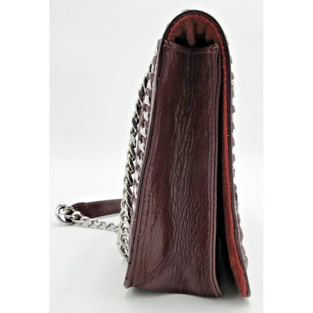 Zara Woman Burgundy Buffalo Leather Shoulder Bag‎ 28cm X 20cm